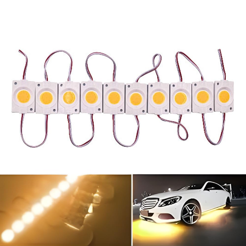 10 Pcs Car Motorcycle Under Glow Led Module Strip Light Interior Light, Dash Light, Back Up Lamp Car, Motorbike, Truck, Van (WARM WHITE)