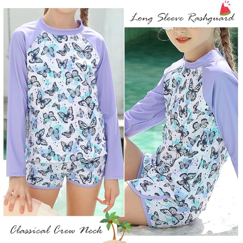 Vogseek Girls Rash Guard Two Pieces Swimsuit Long Sleeve Bathing Suit for 3-10 Years2