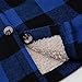 ThCreasa Boys Sherpa Lined Hooded Jacket Plaid Button Down Long Sleeve Winter Warm Sweatshirt Jackets Blue/Black L(10-12)