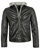 Gipsy - Herren Lederjacke Kapuze Lammnappa schwarz Pflanzlich gegerbt Größe XX-Large