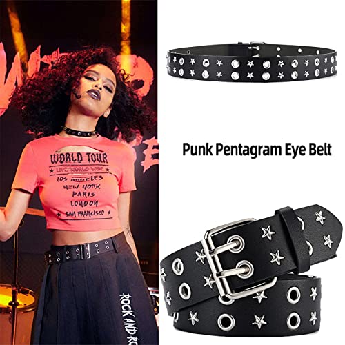 Women's Punk Belt, Black Studded Belt Rock Denim Metal Trendy Belt4