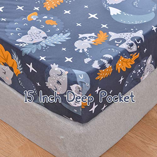 Jsd Animal Kids Sheet Set Twin, Cute Owl Sheets For Boys Girls Toddler, Navy Blue Printed Microfiber Bedding Set #TOP3