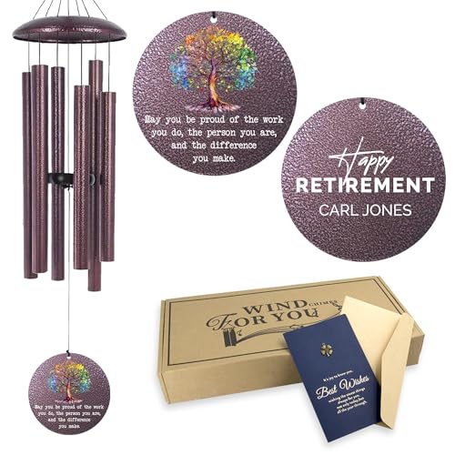 Image of ASTARIN 2025 New Retirement Gifts, Best Wishes for Retire Friends, Personalized Wind Chimes, Happy Retirement Gift for Teacher Co-Workers Grandma Women Men, Inside Garden Decorations