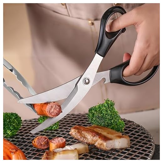 BBQ Shears, Heavy Duty Kitchen Scissors with Anti-slip Handle,Super Sharp All Purpose Kitchen Poultry Shears with Bottle Opener function