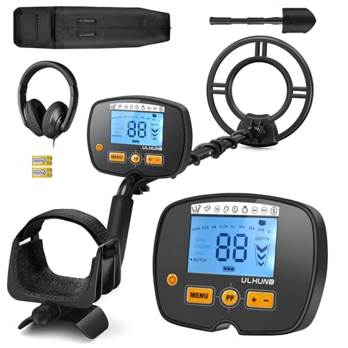 ULHUND Upgraded Metal Detector for Adults Professional - High Accuracy Gold Finder with DSP Chip & 10' IP68 Waterproof Search Coil, 12' Deep Detection and 60' Adjustable Length for Beach & Yard