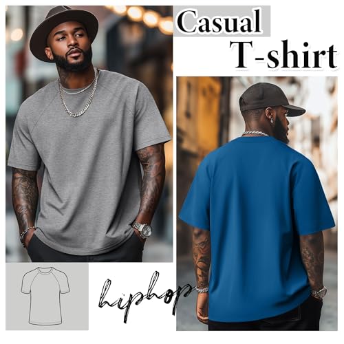 4 Pack Men's Big & Tall Short Sleeve Tees, Crew Neck Cotton Blend Shirts Moisture Wicking Gym Casual Tops Multipack3