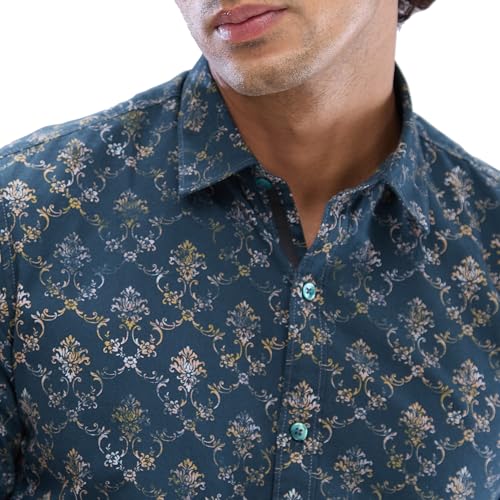 Image of Spykar Men's Slim Fit N /A Full Sleeve Printed Casual Shirts