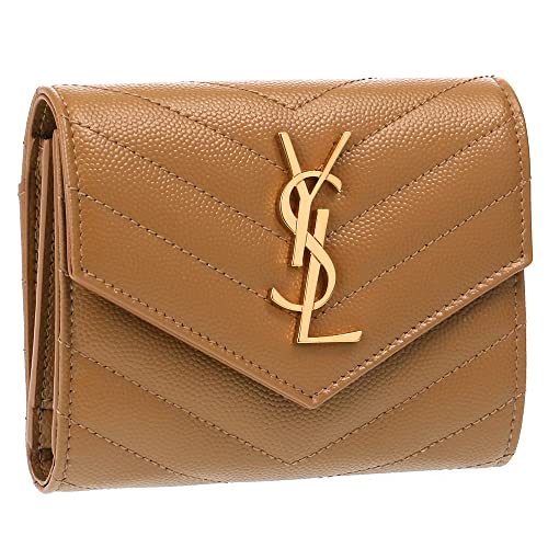 [サンローラン] 3つ折り財布 レディース コンパクトサイズ SAINT LAURENT PARIS キャビアスキン 403943 BOW01 2516 ブラウン [並行輸入品]