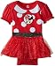 Disney Baby Baby-Girls Newborn Minnie Mouse Character Theme Bodysuit with Tutu Skirt, Red, 6-9 Months