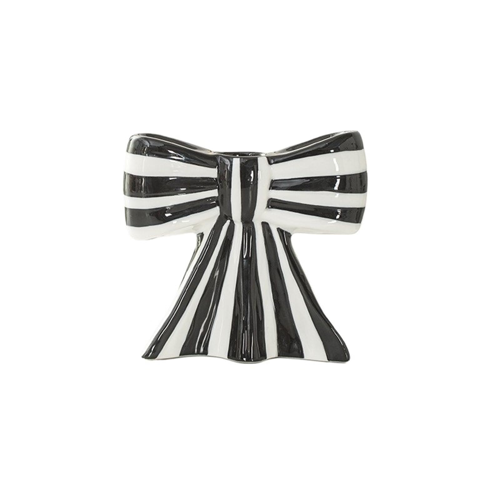 1Pair Bow Candle Holder Wedding Ceramic Candlestick Decoration Candlelight Dinner Atmosphere for Candle(Black)