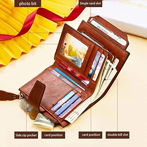 LIOONS Wallet Women's Leather Wallet Vintage Portable Card Holder Simple Coin Purses 18 Card Slots Unisex Coins Pocket Tear-Resistant3