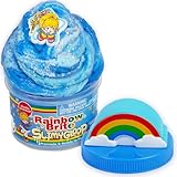 Rainbow Brite Scented Cloud Slime, Vanilla-Scented, Collectible Charm, White Iridescent Tinsel, & Reusable Container with Topper, Cute Stuff for Kids, Colorful Fidget Toys, Goody Bags Stuffers