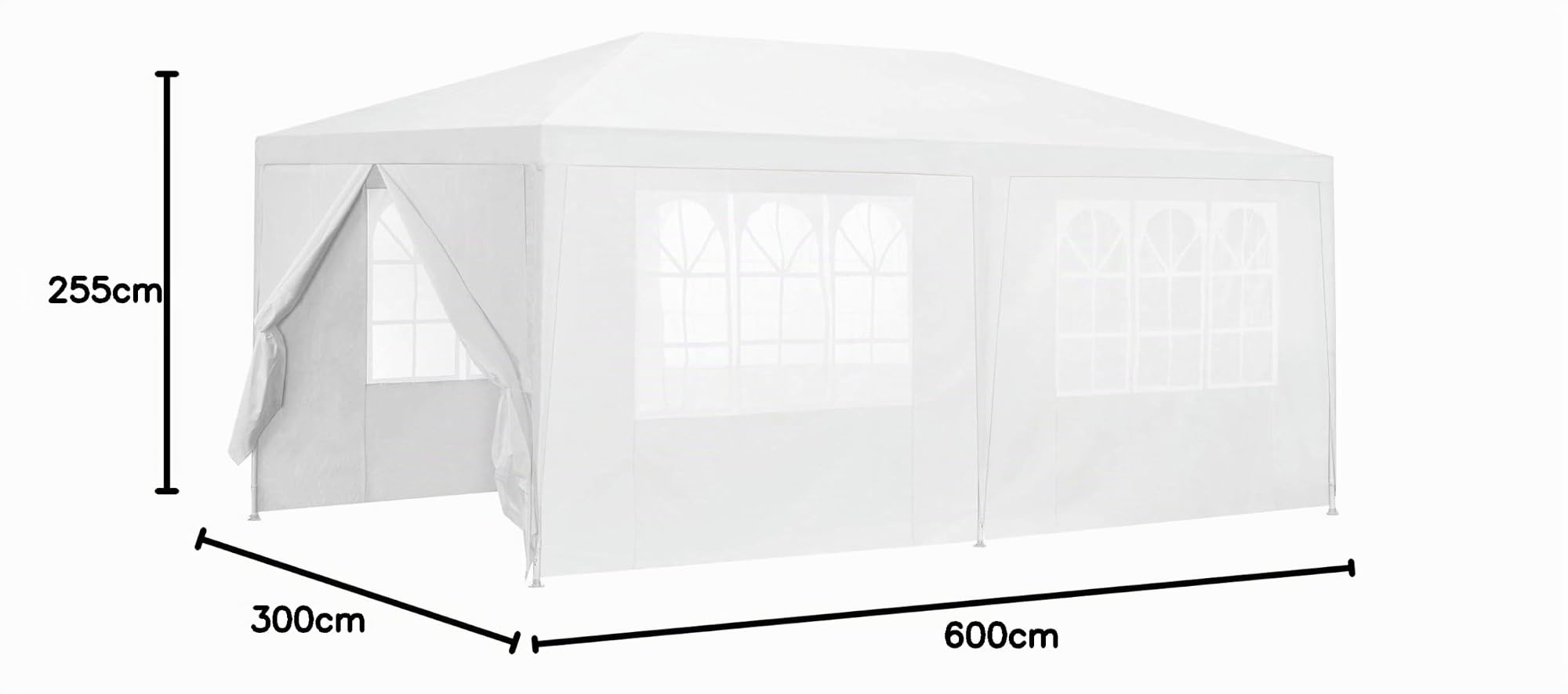 casa.pro Carpa Pabellón para Jardín Wedau Carpa Plegable Gazebo Cenador de Jardín Estructura de Acero Terraza Patio 600 x 300 x 255 cm - Blanco