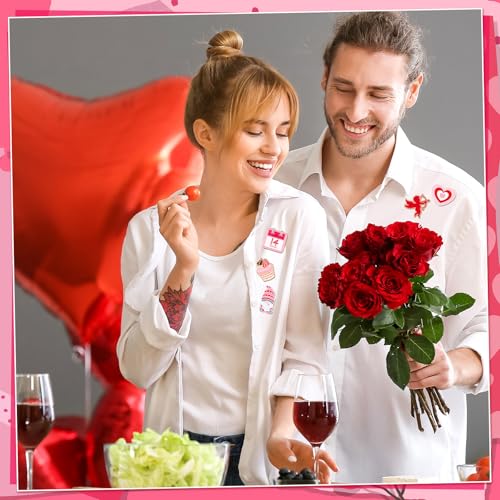 Image of Quelay 60 Pcs Valentines Lapel Pin Bulk Heart Gnome Cupid Enamel Pins Happy Valentines Decorations for Clothes Bags Backpack Jewelry Hat Jacket Decoration Party Favors Galentines Gifts