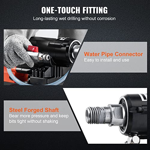 Image of VEVOR Diamond Core Drilling Machine, 8in Wet&Dry Concrete Core Drill Rig with Stand, 750RPM Speed & 1-1 /4 inch 5 /8 inch Thread & Lifting Handle, 8in Drilling Diameter for Concrete Brick Block Stone, 2500W