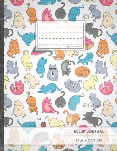 Bullet Journal • A4-Format, 100+ Seiten, Soft Cover, Register, „Verückte Katzen“ • Original #GoodMemos Dot Grid  • Perfekt als Tagebuch, Zeichenbuch, Kalligraphie Buch