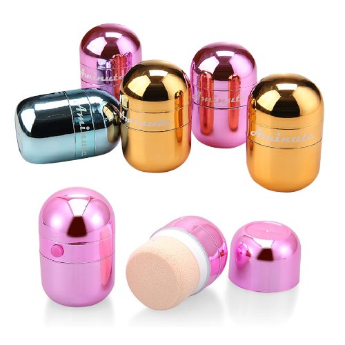 Aminute Electrical Powder Puff ， Flawless Makeup Applicator Classic Mini Electric Dry & Wet Multi-functional Vibration Foundation Kit Powder Puff Sponge