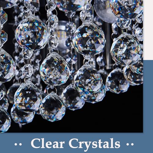 EOPSPYI 6-Lights Modern Crystal Chandelier Black Metal Semi Flush Mount Ceiling Light Fitting Round Ceiling Light for Dining Room Living Room Bedroom Bathroom Kitchen - Cosy Home Interiors EOPSPYI 6-Lights Modern Crystal Chandelier Black Metal Semi Flush Mount Ceiling Light Fitting Round Ceiling Light for Dining Room Living Room Bedroom Bathroom Kitchen - Image 8