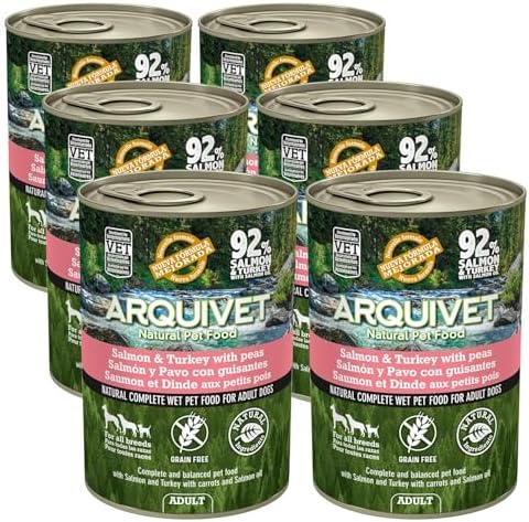 Arquivet Latas de Salmón y Pavo con Guisantes y Aceite de salmón -, 400 g (Paquete de 6)