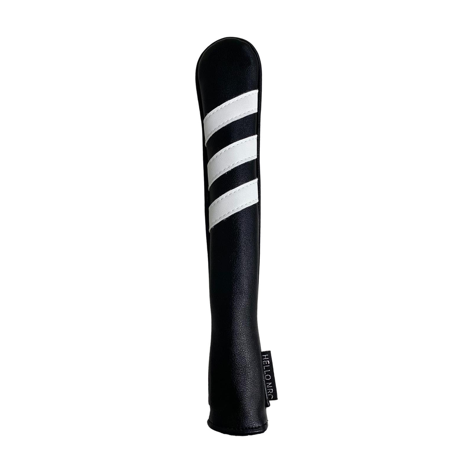 Aymzbd Golf Alignment Stick Cover Leather Alignment Stick Headcover Protective Case Golf Rod Protector for Swing Trainer, Black, 35cmx6cm
