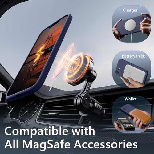 Image of FireNova Magnetic for iPhone 17e Case /iPhone 16e Case, Compatible with MagSafe, [Silicone Camera Protection] Microfiber Lining Phone Case, 6.1 inch, Navy Blue