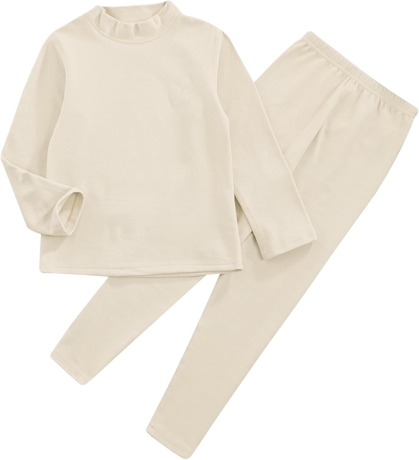 Oyolan Kids Boys Winter Long Johns Set Solid Basic Thermal Underwear Long Sleeve Undershirts Tops with Leggings