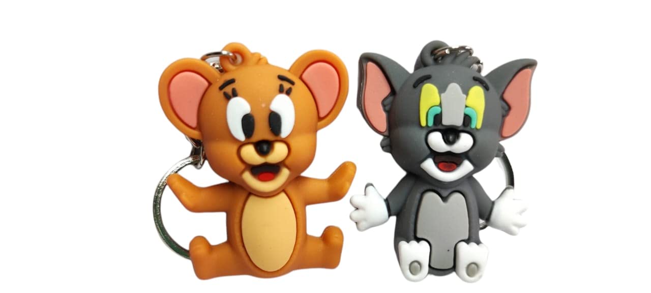 Skyuni Collection Cartoon Character Rubber Keyring Emoji Tom And Jerry Krishna Chota Bheem Minion Princess Unicorn Keyring For Bike Car Bicycle Cycle Kids Men Women Boys Girls Gift