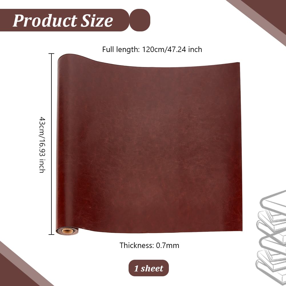 OLYCRAFT Copertina per Rilegatura in Similpelle 120x43cm Marrone Cocco Spessore 0.7mm