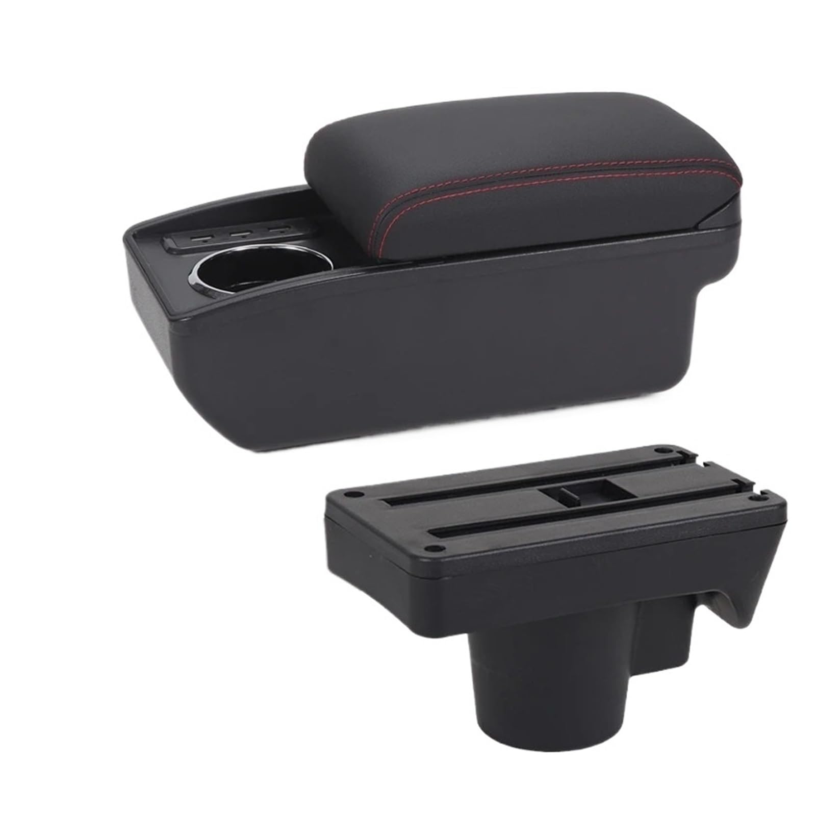 GBGWRMRYX Center Armrest Box For Astra H 2006 2007 2008 2009 2010 2011 Car Armrest Box Storage Box Dedicated Retrofit Parts Interior Accessories Arm Rest(B1 Black red 6USB)