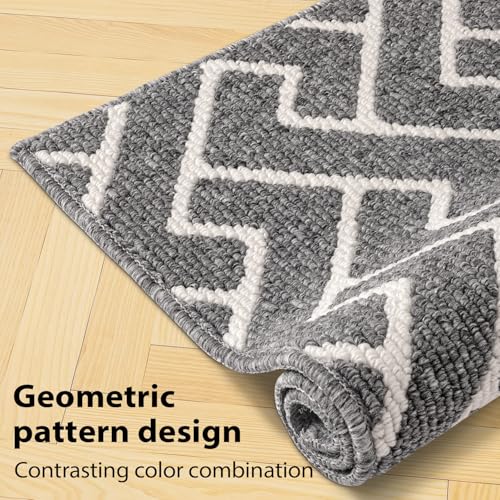 Image of hicorfe Indoor Door Mat,Set of 2 Non Slip Welcome Mats for Floor,Comfort Washabe Carpet for Hallways Entryway Laundry Room(24 inchx35 inch+20 inchx59 inch,Silver Grey)