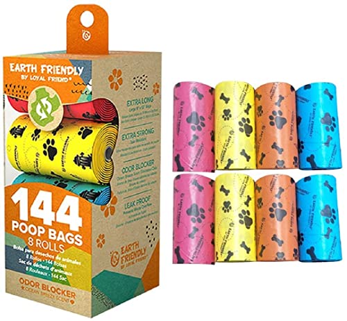 Agahez - Bolsa Premium para excrementos de perros y pañales sucios y usados. 100% biodegradable libre de plasticos, con aroma a brisa marina. (144 bolsas)