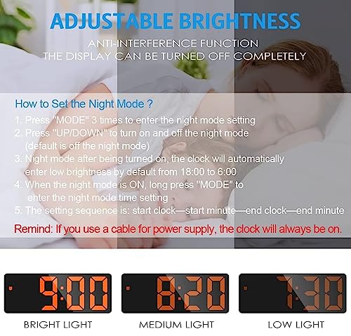 Image of AMIR Digital Alarm Clock, LED Clock for Bedroom, Electronic Desktop Clock with Temperature Display, Adjustable Brightness, Voice Control, 12 /24H, 6.3 inch Large Display for Home, Bedroom, Office | Temperature Display, Voice Control, Dimmable Brightness, 12 /24H Electronic Desktop Clock for Home & Office