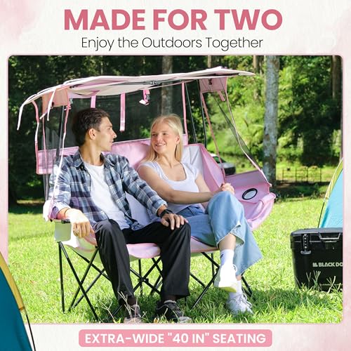 Silla doble de camping Night Market – Sofa de camping, silla doble plegable con dosel removible, loveseat portátil para exterior, playa y deportes miniatura 4