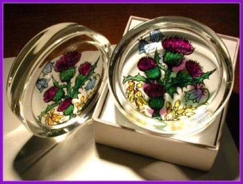 Winged Heartpresented by Celtic Glass Designs HENSITA Decorative Hand Printed Stained Paperweight in a Scottish Flowers