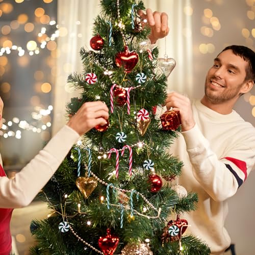 Yardwe 80 Stück Zuckerstangen Weihnachtsbaum Candy Cane Pfefferminz Bonbons Weihnachten (Rot und Grün)