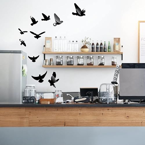 Miniatura 4 de Adhesivo acrílico 3D para pared, diseño de pájaros voladores, impermeable, espejo para sala de estar, dormitorio, baño