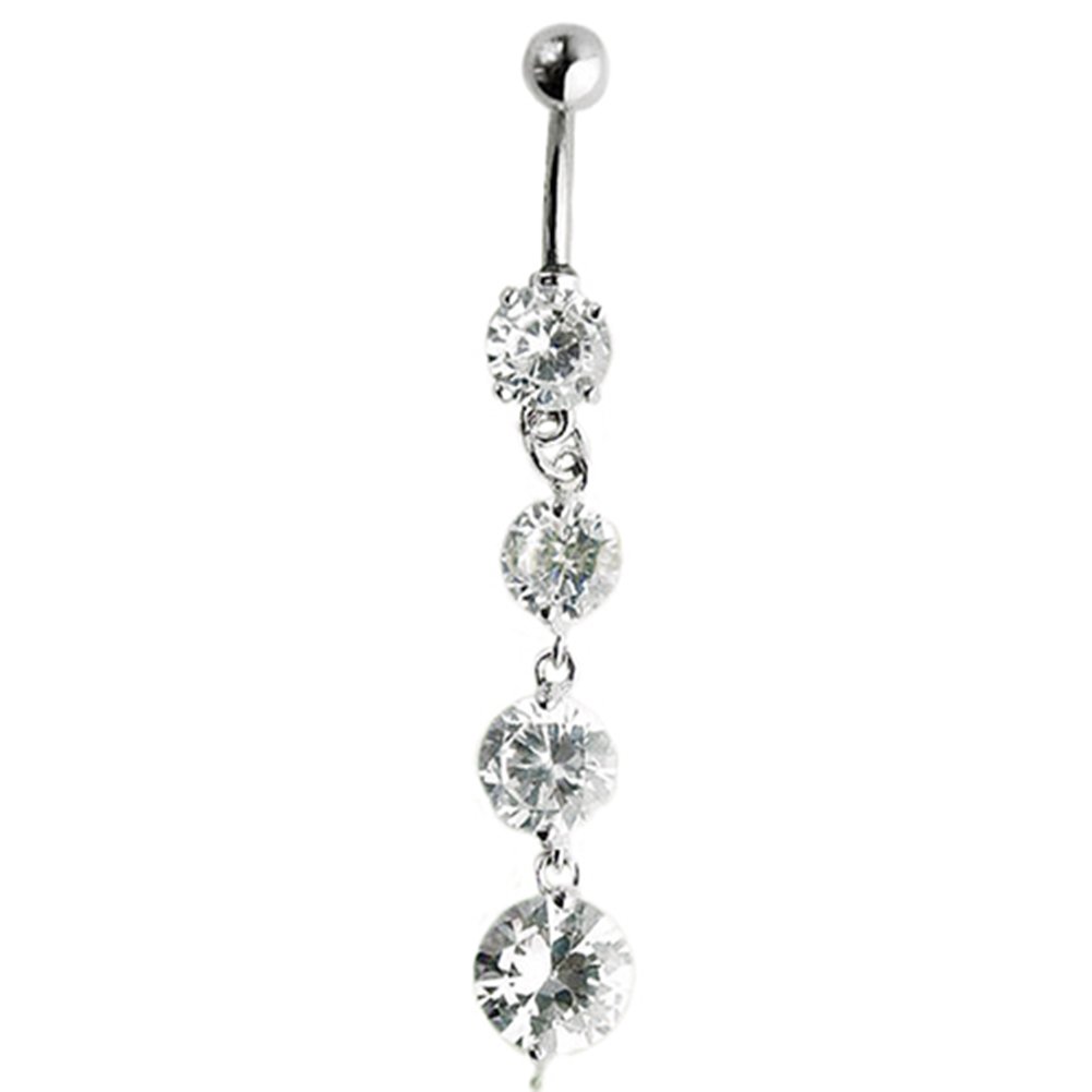 Crystal Dangle Belly Barbell Navel Button Bar Ring Body Piercing Art