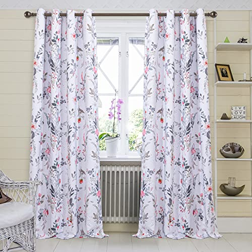 Image of MYSKY HOME Living Room Curtains Thermal Insulated Room Darkening Floral Black Out Curtains 108 Inch Long for Bedroom Dining Room Light Blocking Grommet Rustic Curtains Drapes, 2 Panels, Red