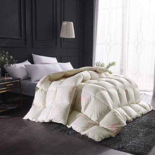 Edredón de invierno de plumón de ganso para cama doble de algodón blanco lavable 4