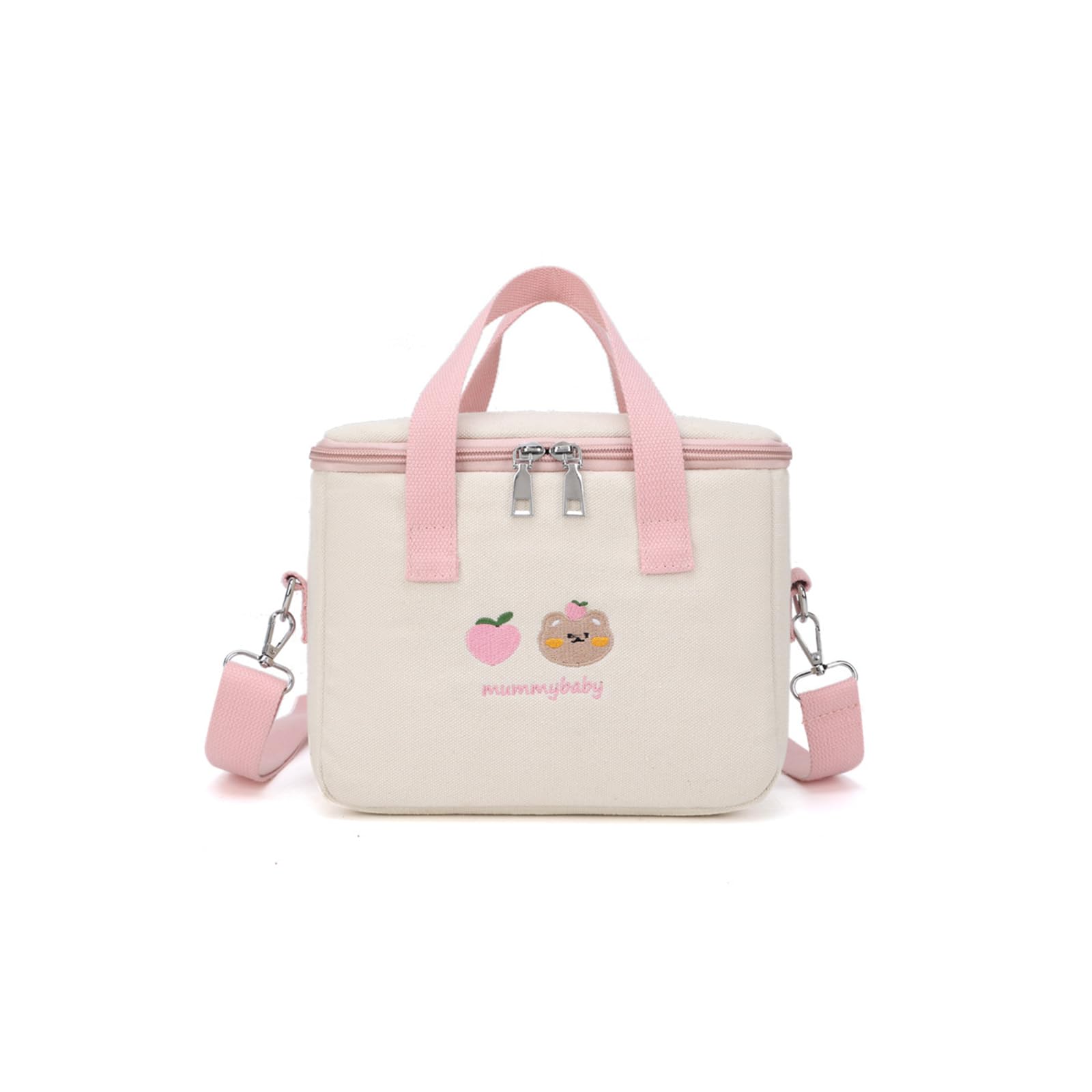 PORRASSO Lunch Bag Insulated Cooler Bag Crossbody Lunch Box Bag Storage Bag Waterproof Leak-Proof Cool Thermal Lunch Tote for Work Camping Outdoor BBQ Party Pink