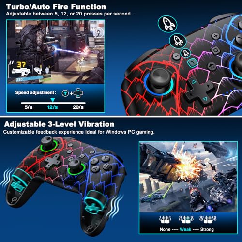 Image of ELISWEEN Wireless PC Gaming Controller- Enhanced Wireless Blue-tooth Controller with Hall Joysticks & 1000mAh Battery-PC gamepad Work for Android /iOS /Steam and Switch 2 /1 with Turbo & Programmable