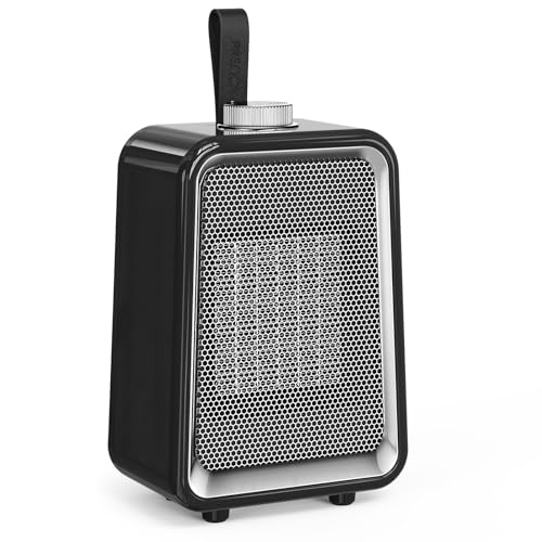 PRSOOY Portable Space Heater, 800W/500W Energy Efficient Desk Heater for Indoor Use, PTC Fast Heating Ceramic Desktop Heater for Home Bedroom Office Desk (Black)