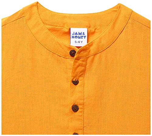 Image of Amazon Brand - Jam & Honey Regular Boys Kurta Sets (AW21KPJF01 Orange 9-10 Years)
