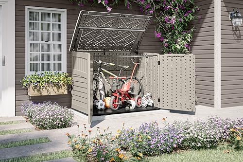 Image of Suncast 5.9' x 3.7' Horizontal Stow-Away Storage Shed, Resin, Hinged Lid