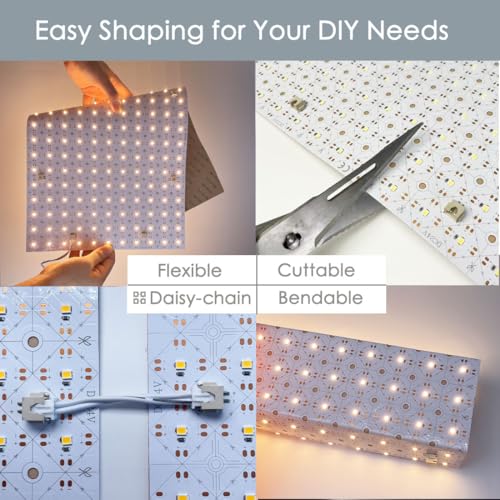 Image of 12-Pack LED Backlight Sheet 24V 36W 3000K Warm White, 19.3X9.6 inches Each Unit, Dimmable Flexible LED Panel Sheet for Backlit Translucent Stone /Marble /Onyx /Quartz Countertops Walls