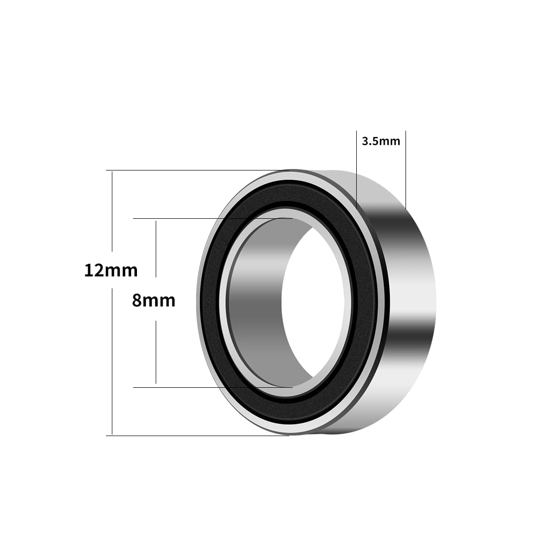 Lot De 12 Roulements à Billes MR128ZZ 8x12x3.5 Mm - Double Protection, Joints ZZ - Pour Bricolage, Imprimantes 3D, Machines
