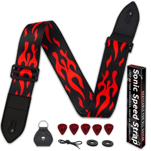 Guitar Strap,Acoustic Electric Guitar Straps With Leather Pick Box and 5 PCS Picks Guitar Accessories,Best Gifts for Kids, Guitarists(Red) - Les Beatles, Paul McCartney, John Lennon, RIngo Starr, George Harrison Guitar Strap,Acoustic Electric Guitar Straps With Leather Pick Box and 5 PCS Picks Guitar Accessories,Best Gifts for Kids, Guitarists(Red)