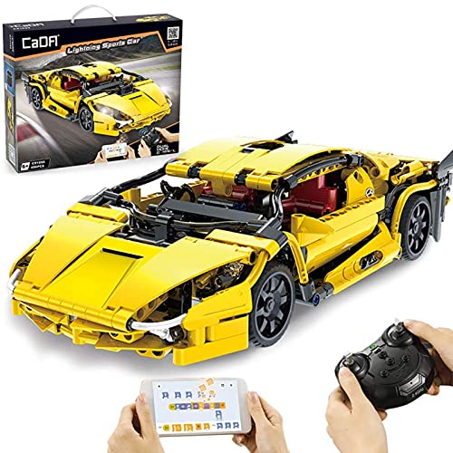 FYHCY Technik Ferngesteuert Sportwagen Bausatz, CADA C51055, 456 Klemmbausteine 2,4G/APP Rennwagen Bausteine mit Motoren…