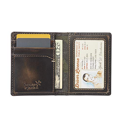 HOJ Co. Slim Card Wallet | Bifold Card Case | Full Grain Leather With Burnished Finish | Front Pocket Wallet | Minimalist Credit Card Holder