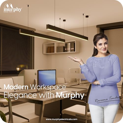 Image of Murphy Black 4ft LED Hanging Profile Pendant Light, 45W Warm White, 2-Year Warranty, Aluminium Body, Adjustable Wire - Linear Ceiling Light for Office, Home & Commercial - Pack of 1